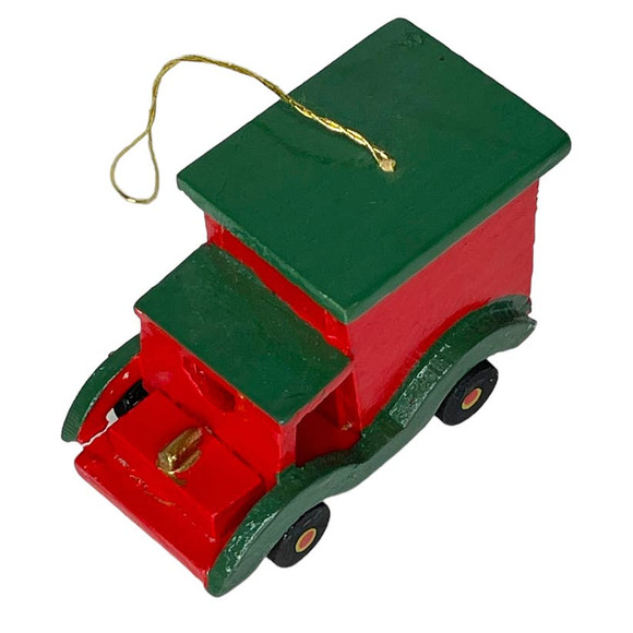 Vintage Wooden Truck Red and Green Christmas Ornament - Picture 3 of 8